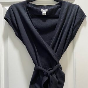 Short sleeve wrap sweater